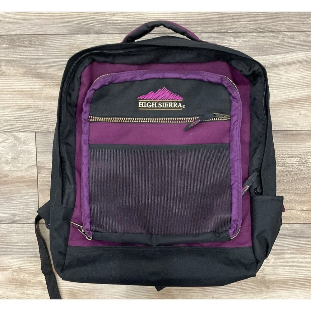 1990s High Sierra Black and Purple Backpack Vintage Endeavors Collection